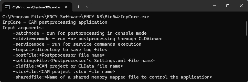 InpCore.exe console window